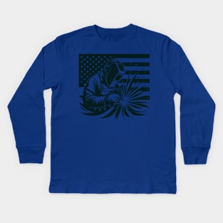 Welding American Welder USA Flag Kids Long Sleeve T-Shirt